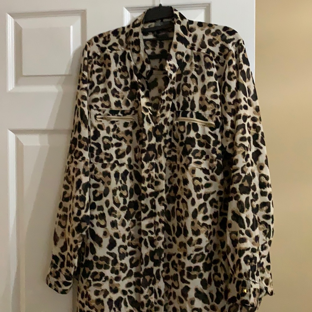 Animal print long sleeve blouse